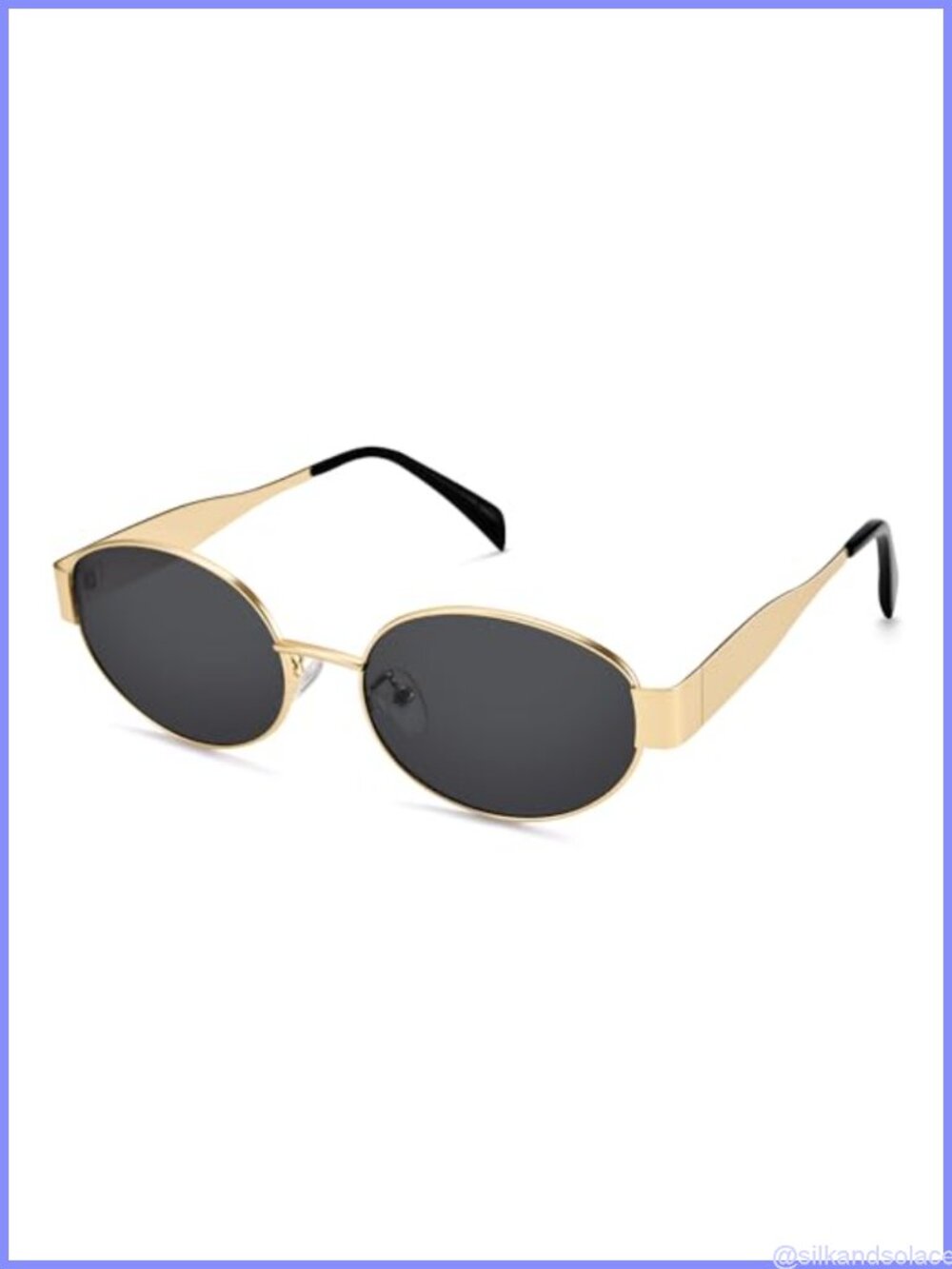 Retro Oval Sunglasses with Metal Frame, UV Protection Full Frame Shades
